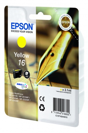 Картридж Epson C13T16244012 (№16), оригинальный, yellow (желтый), ресурс 165, цена — 2520 руб.