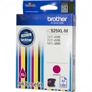 Картридж Brother LC525XL-M (LC525XLM), оригинальный, magenta (пурпурный), ресурс 1300 стр., для Brother DCP-J100/J105; MFC-J200