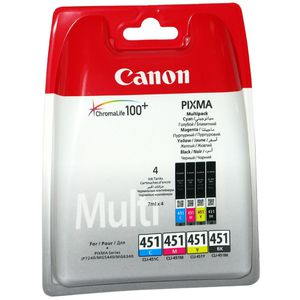 Набор картриджей Canon CLI-451BK/C/M/Y[6524B004], оригинальный, multipack (набор), для Canon PIXMA IP7240/8740; PIXMA MG5440/5540/6340/6440/7140