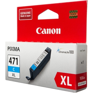 Картридж Canon CLI-471C XL [0347C001], оригинальный, cyan (голубой), объем 10.8 ml, ресурс 715 стр., для Canon PIXMA MG5740, MG6840, MG7740, TS5040, TS6040, TS8040, TS9040