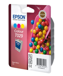 Картридж Epson c13t02940110 (T029), оригинальный, CMY (цветной), ресурс 300 стр., для Epson Stylus C60