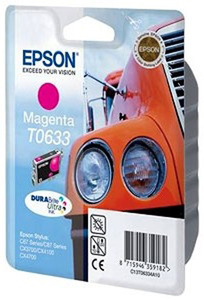 Картридж Epson C13T06334A10 (T0633), оригинальный, magenta (пурпурный), ресурс 250 стр., цена — 1110 руб.