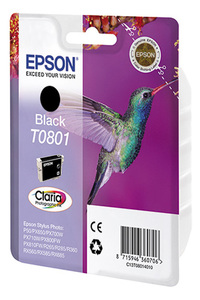 Картридж Epson C13T08014011 (T0801), оригинальный, black (черный), ресурс 330 стр., цена — 2810 руб.