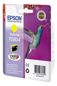 Картридж Epson C13T08044011 (T0804), оригинальный, yellow (желтый), ресурс 520 стр., цена — 2810 руб.