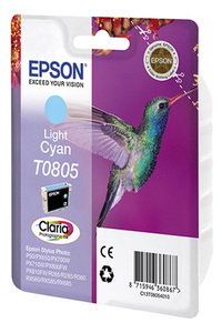 Картридж Epson C13T08054011 (T0805), оригинальный, cyan light (светло-голубой), ресурс 350 стр., цена — 2810 руб.