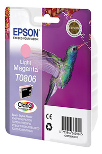 Картридж Epson C13T08064011 (T0806), оригинальный, magenta light (светло-пурпурный), ресурс 685 стр., цена — 2810 руб.