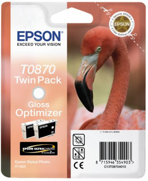 Картридж Epson c13t08704010 (T0870), оригинальный, gloss optimizer (глянец), ресурс 3615, цена — 2170 руб.