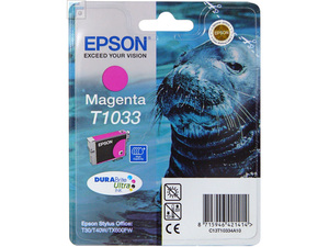 Картридж Epson c13t10334a10 (T1033), оригинальный, magenta (пурпурный), ресурс ?, цена — 2010 руб.