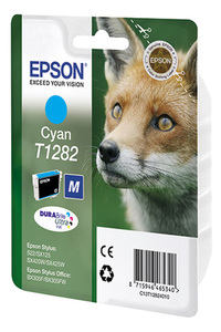 Картридж Epson C13T12824010 (T1282), оригинальный, cyan (голубой), ресурс 130 стр., цена — 1370 руб.