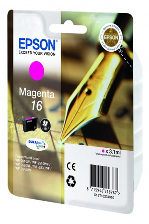 Картридж Epson C13T16234012 (№16), оригинальный, magenta (пурпурный), ресурс 165, цена — 2180 руб.