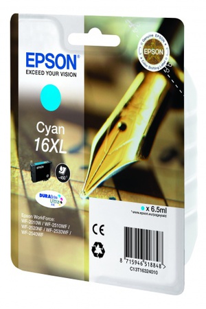 Картридж Epson C13T16324010 (№16XL), оригинальный, cyan (голубой), ресурс 450, цена — 3460 руб.