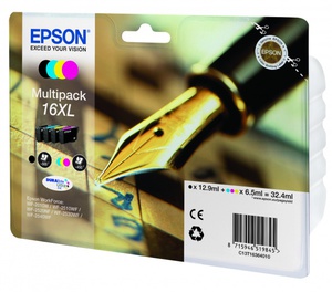 Набор картриджей Epson C13T16364010 (№16XL), оригинальный, multipack (набор), ресурс ?, цена — 14800 руб.