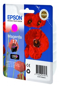 Картридж Epson C13T17034A10 (№17), оригинальный, magenta (пурпурный), ресурс 150, цена — 1420 руб.