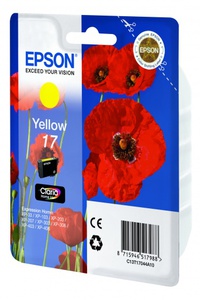 Картридж Epson C13T17044A10 (№17), оригинальный, yellow (желтый), ресурс 150, цена — 1420 руб.
