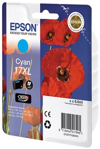 Картридж Epson C13T17124A10 (№17xl), оригинальный, cyan (голубой), ресурс 450, цена — 2510 руб.
