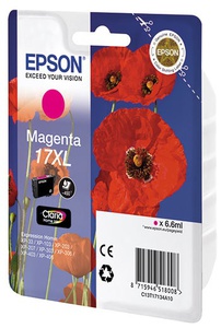 Картридж Epson C13T17134A10 (№17xl), оригинальный, magenta (пурпурный), ресурс 450, цена — 1740 руб.