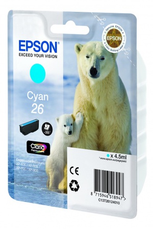 Картридж Epson C13T26124010 (№26), оригинальный, cyan (голубой), ресурс 300, цена — 2750 руб.