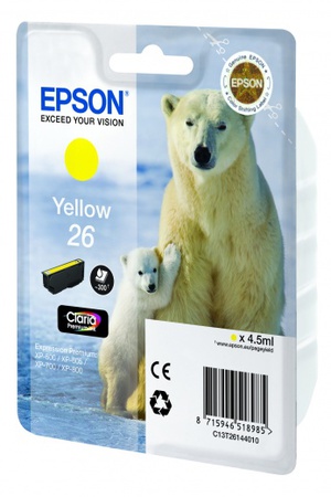Картридж Epson C13T26144010 (№26), оригинальный, yellow (желтый), ресурс 300, цена — 1980 руб.