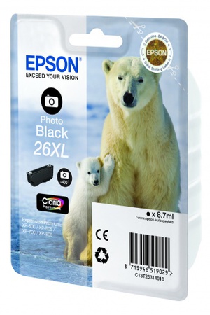 Картридж Epson C13T26314010 (№26XL), оригинальный, black photo (черный фото), ресурс 400, цена — 4480 руб.