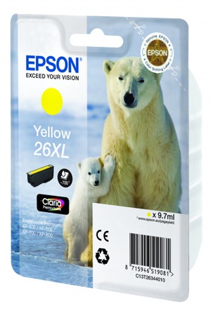 Картридж Epson C13T26344010 (№26XL), оригинальный, yellow (желтый), ресурс 700, цена — 3760 руб.