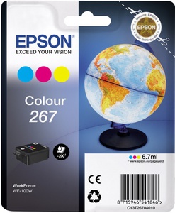 Картридж Epson C13T26704010 (267), оригинальный, CMY (цветной), ресурс 6,7 мл, цена — 3500 руб.