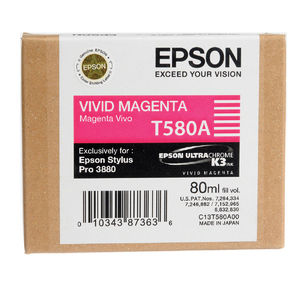 Картридж Epson C13T580A00 (T580A), оригинальный, magenta (пурпурный), ресурс 80 мл, цена — 6490 руб.