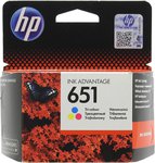 Картридж HP C2P11AE (№651), оригинальный, CMY (цветной), ресурс 300стр., для HP Ink Advantage 5575/5645; OfficeJet 252/202