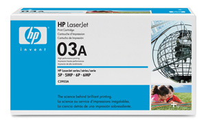 Картридж HP (Hewlett-Packard) C3903A (№03A), оригинальный, black (черный), ресурс 4000 стр., цена — 8600 руб.