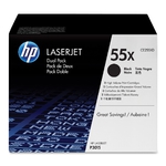 Двойная упаковка картриджей HP CE255X (№55X), CE255XD (№55X*2), ресурс: 2шт по 12500 стр., для HP LaserJet P3015; P3010; P3016
