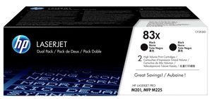 Двойная упаковка HP (Hewlett-Packard) CF283XF (№83X), оригинальный, black (черный), ресурс 2 x 2200 стр., цена — 21770 руб.