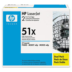 Двойная упаковка картриджей HP Q7551X (№51X), Q7551XD (№51X*2), ресурс: 2шт по 13000 стр., для HP LaserJet M3027/x; LaserJet M3035/xs;P3005/d/dn/n/x