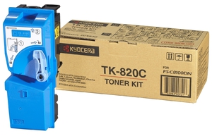 Тонер-картридж Kyocera TK-820C [1T02HPCEU0], оригинальный, cyan (голубой), ресурс 7000 стр., цена — 35240 руб.