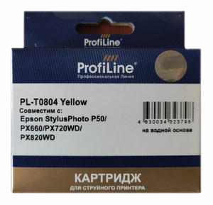 Картридж ProfiLine PL_T0804_Y, yellow (желтый), объем 7,4 мл., для Epson Stylus Photo P50/PX660/700/720/730/800/820/830; R265/285/360; RX560/RX585/RX685
