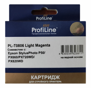 Картридж ProfiLine PL_T0806_LM, magenta light (светло-пурпурный), объем 7,4 мл., для Epson Stylus Photo P50/PX660/700/720/730/800/820/830; R265/285/360; RX560/RX585/RX685