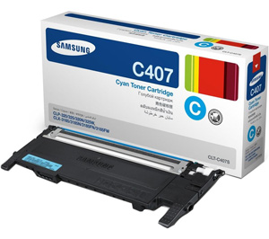 Картридж Samsung CLT-C407S [ST998A], оригинальный, cyan (голубой), ресурс 1000 стр., для Samsung CLP-320/320N/325; CLX-3185/3185FN/3185N