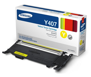 Картридж Samsung CLT-Y407S [SU476A], оригинальный, yellow (желтый), ресурс 1000 стр., для Samsung CLP-320/320N/325; CLX-3185/3185FN/3185N