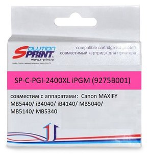Картридж SolutionPrint SP-C-PGI-2400XL iPGM, magenta (пурпурный), ресурс 1755 стр., для Canon MAXIFY MB5040/MB5140/MB5340/MB5440; iB4040/iB4140