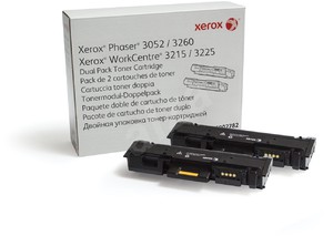 Двойная упаковка тонер-картриджей Xerox 106R02782, оригинал, black (черный), ресурс: 2шт по 3000 стр., для Xerox Phaser 3052/3260, WorkCentre 3215NI, 3225DNI